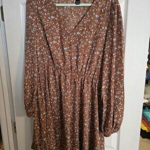 SHEIN Floral Rust Dress